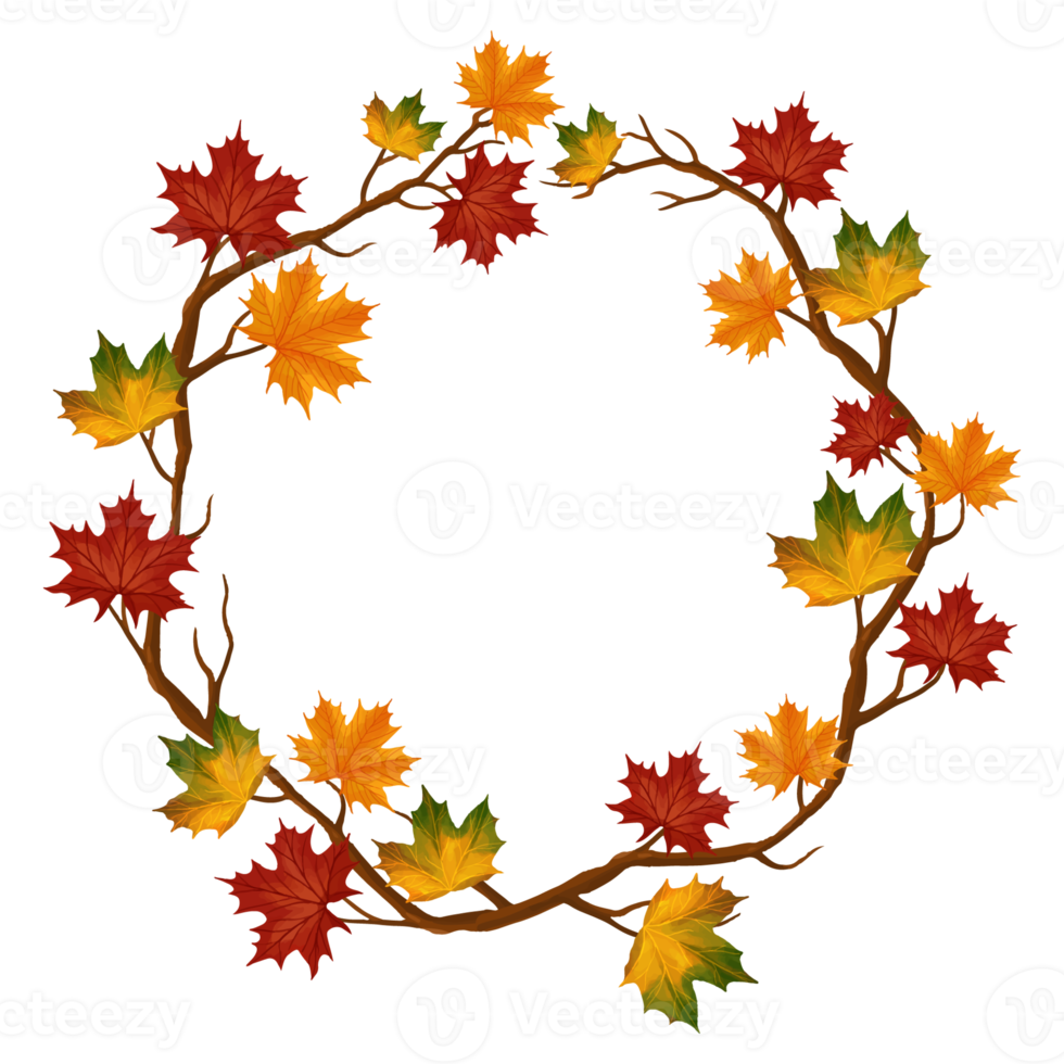 cadre de feuille d'aquarelle, clipart de feuilles d'automne png