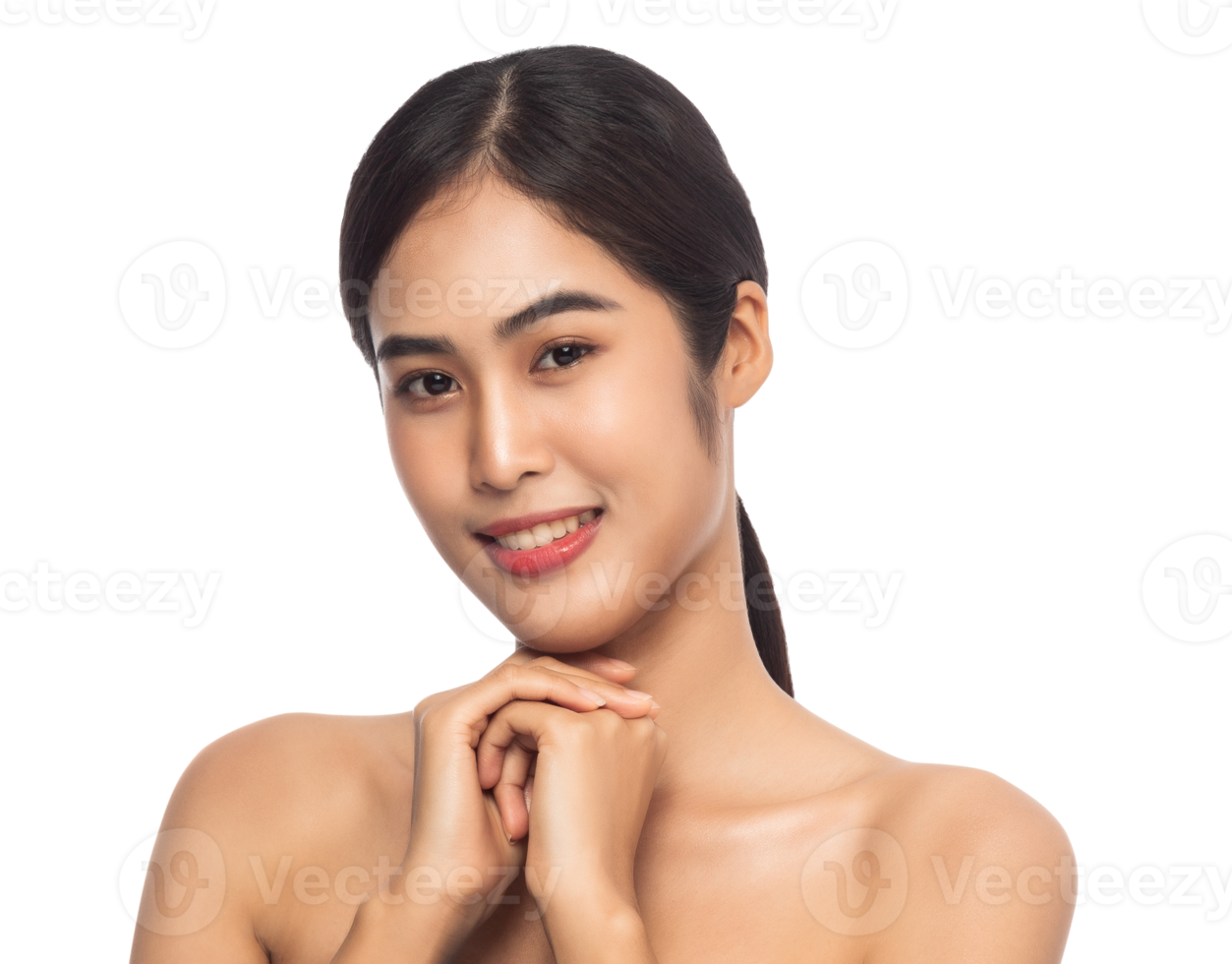 Beautiful Young Asian woman with clean fresh skin. Beauty concept. Png file