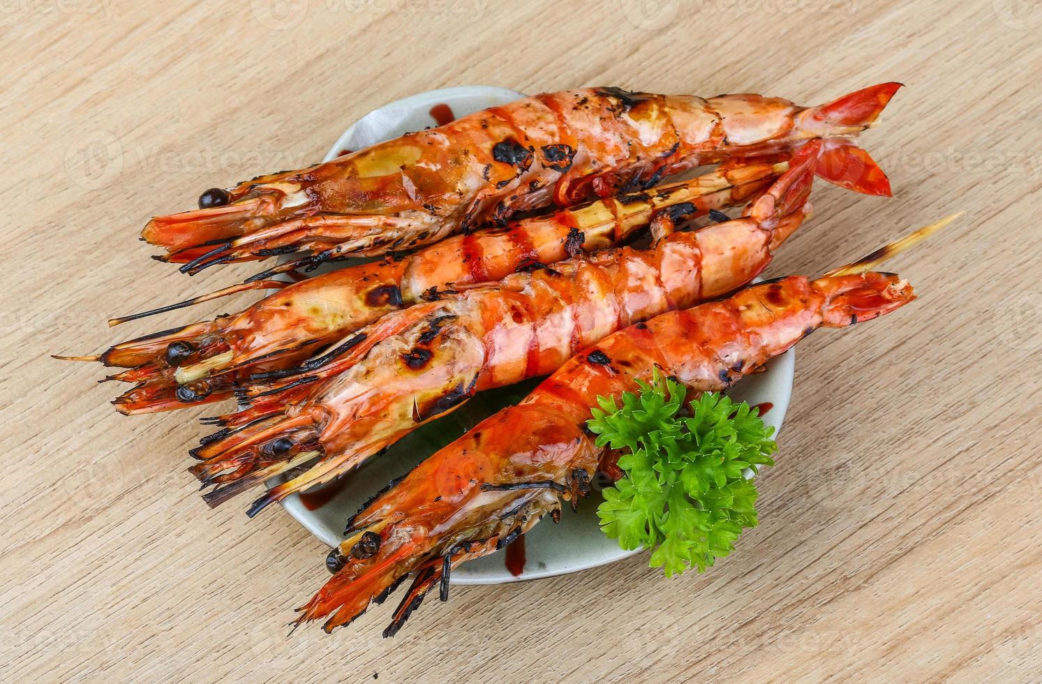 Grilled king prawns photo