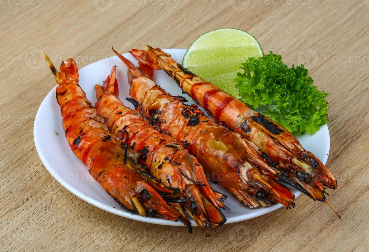 Grilled king prawns photo