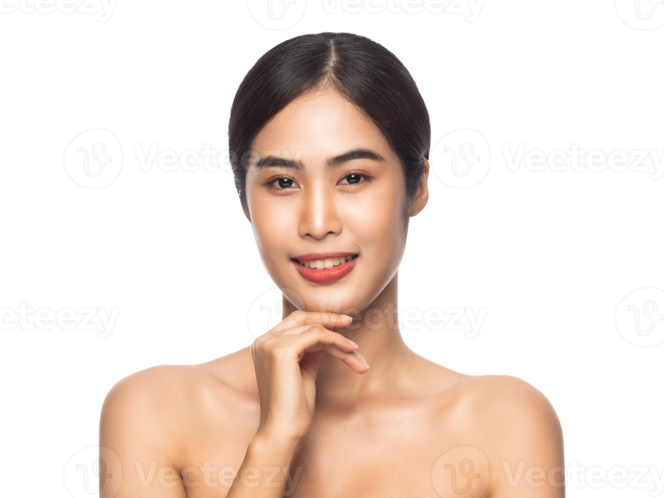 vacker ung asiatisk kvinna med ren fräsch hud. skönhet koncept. png-fil png