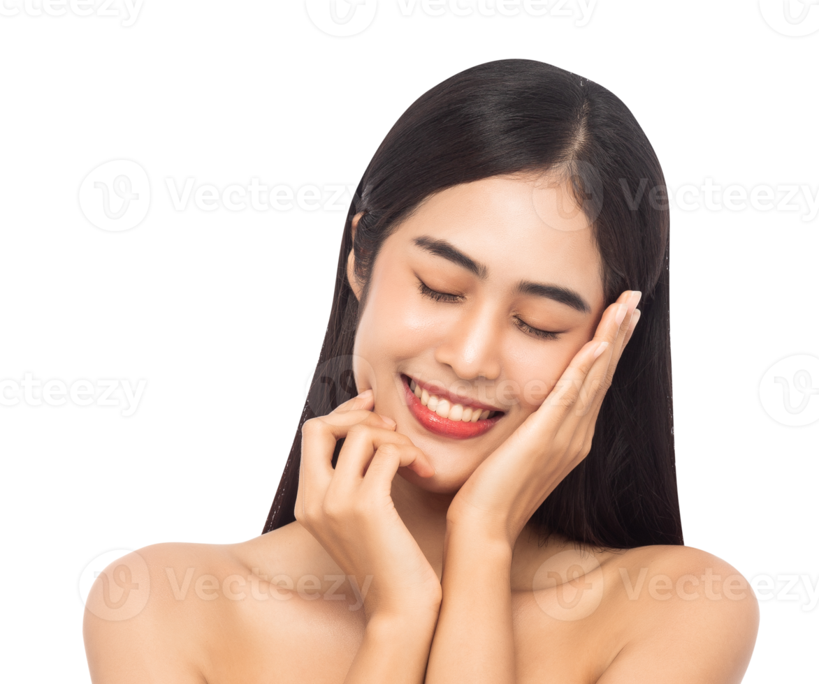 hermosa joven asiática con piel limpia y fresca. concepto de belleza. archivo png