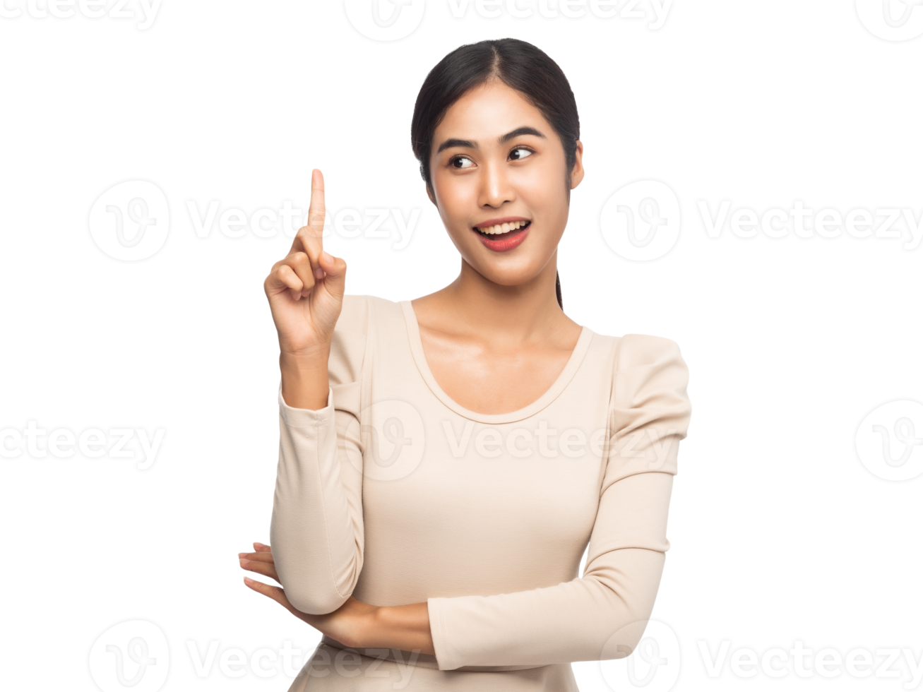 Asian woman thinking an idea, Png file