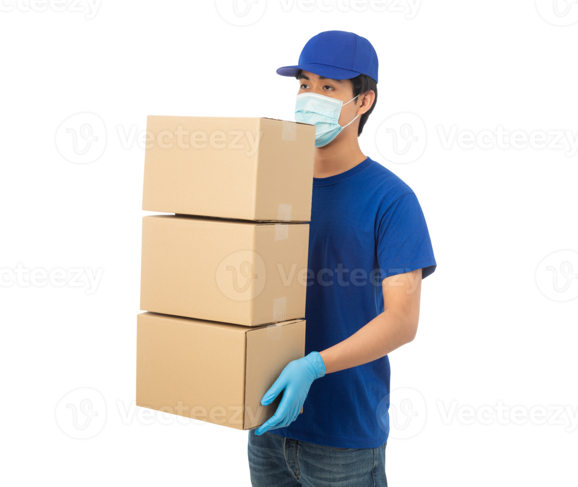 Asian delivery man, Png file