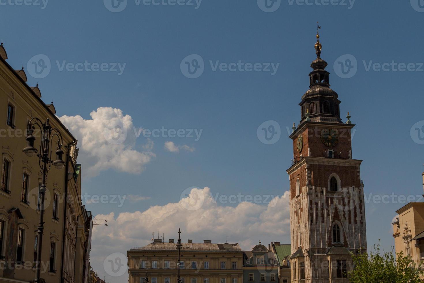 Town hall tower on main square of Krakow photo