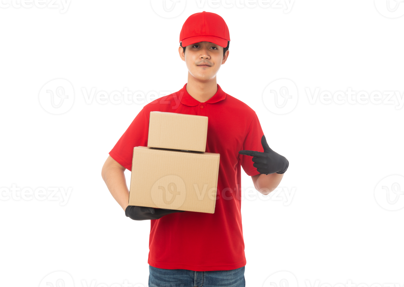 Asian delivery man, Png file