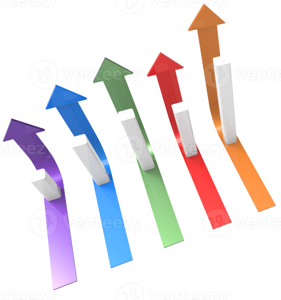 Colorful arrow and graph. Growing business concept.3D rendering. png