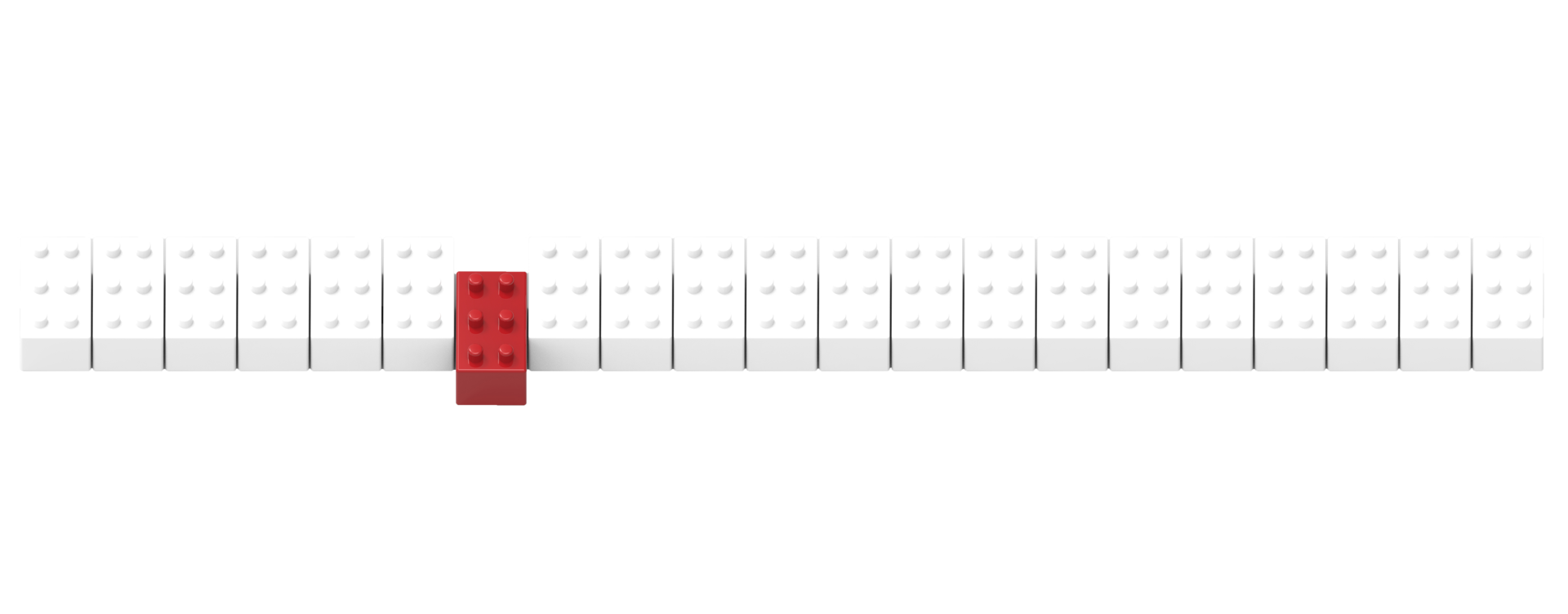 Row of toy blocks isolated on white background. 3D Illustration