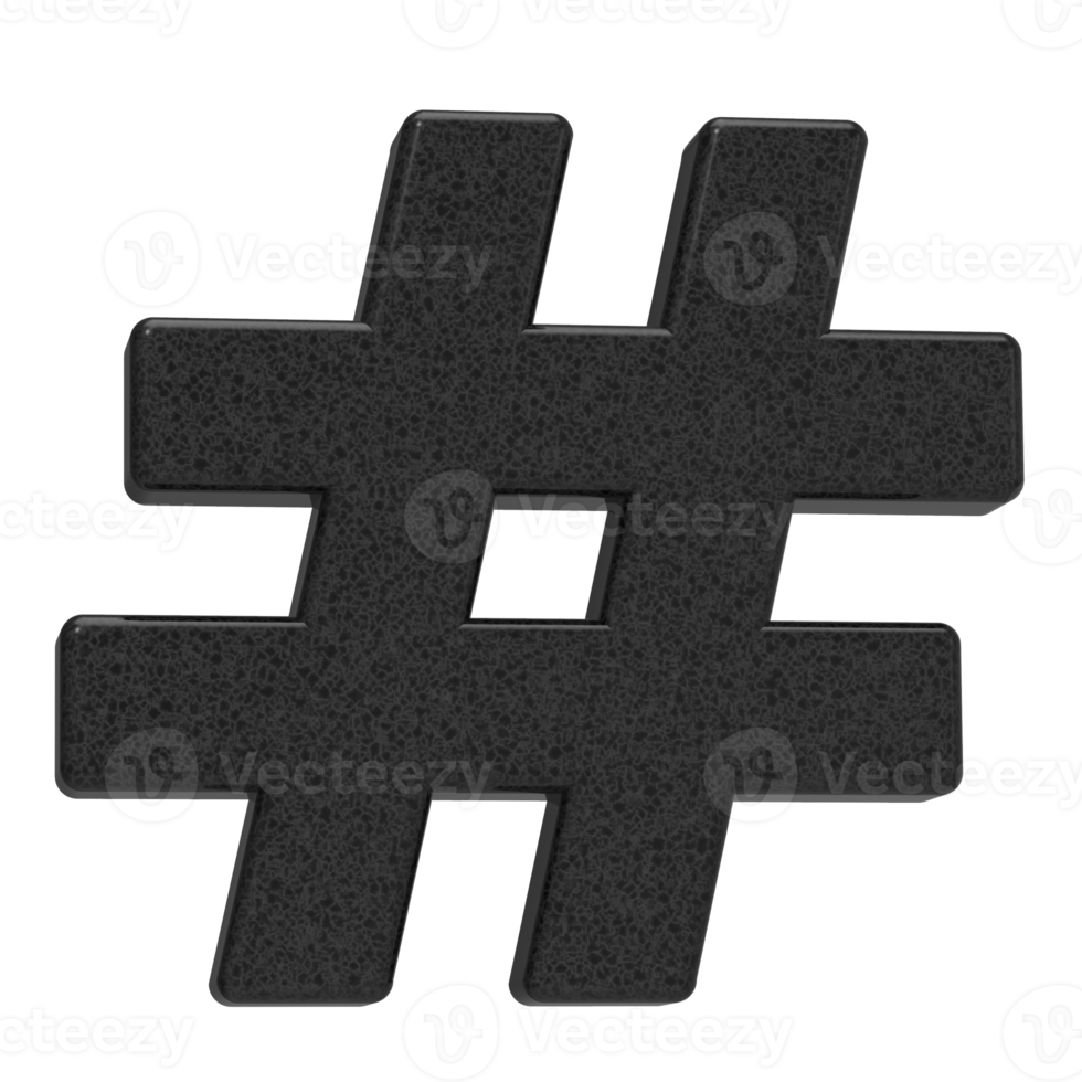 Hashtag icon isolated on transparent background. 3D Illustration. png