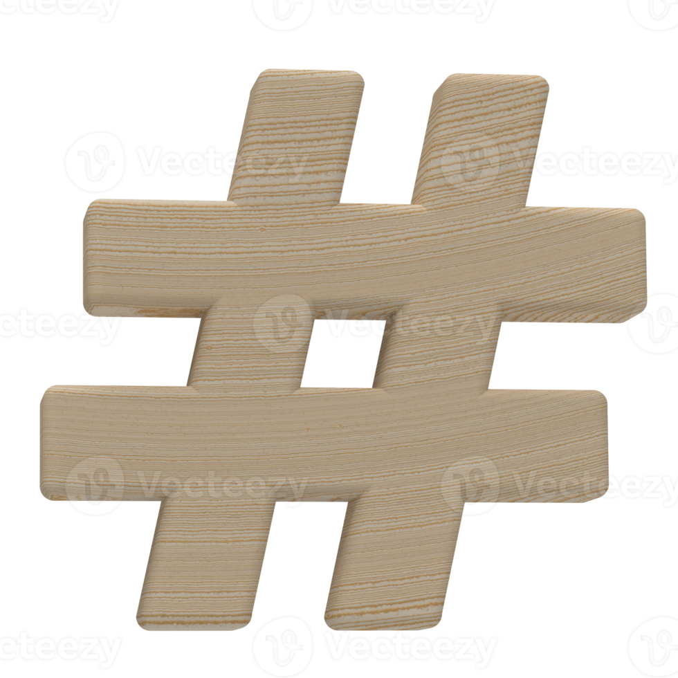 Hashtag icon isolated on transparent background. 3D Illustration. png