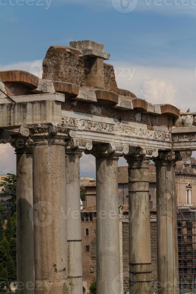 Building ruins and ancient columns  in Rome, Italy photo