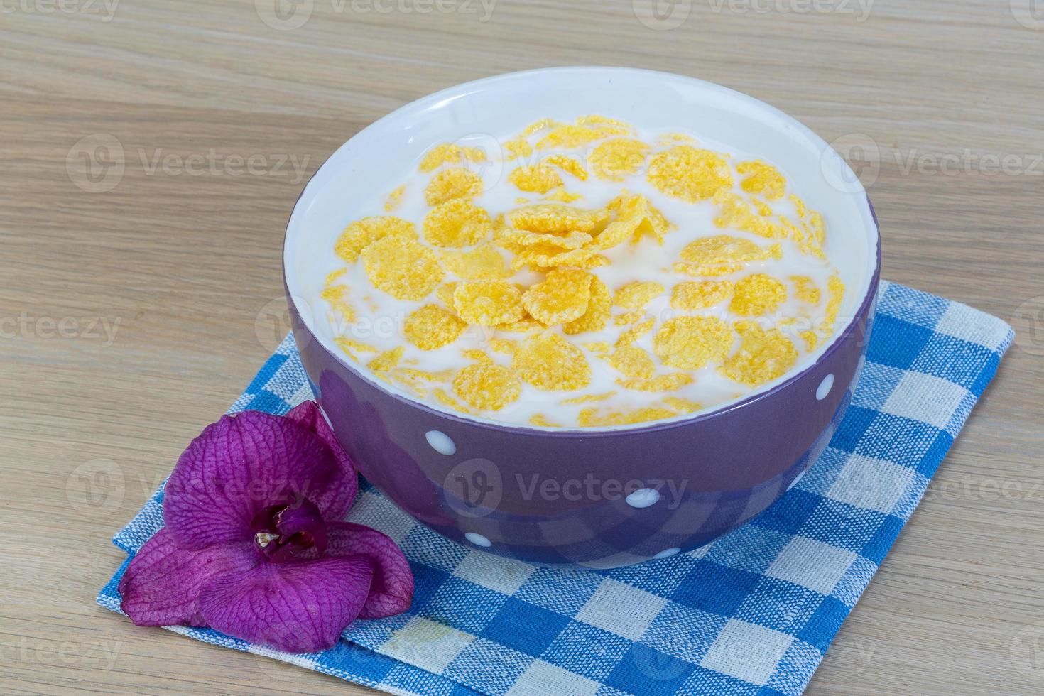 Breakfast with cornflakes photo