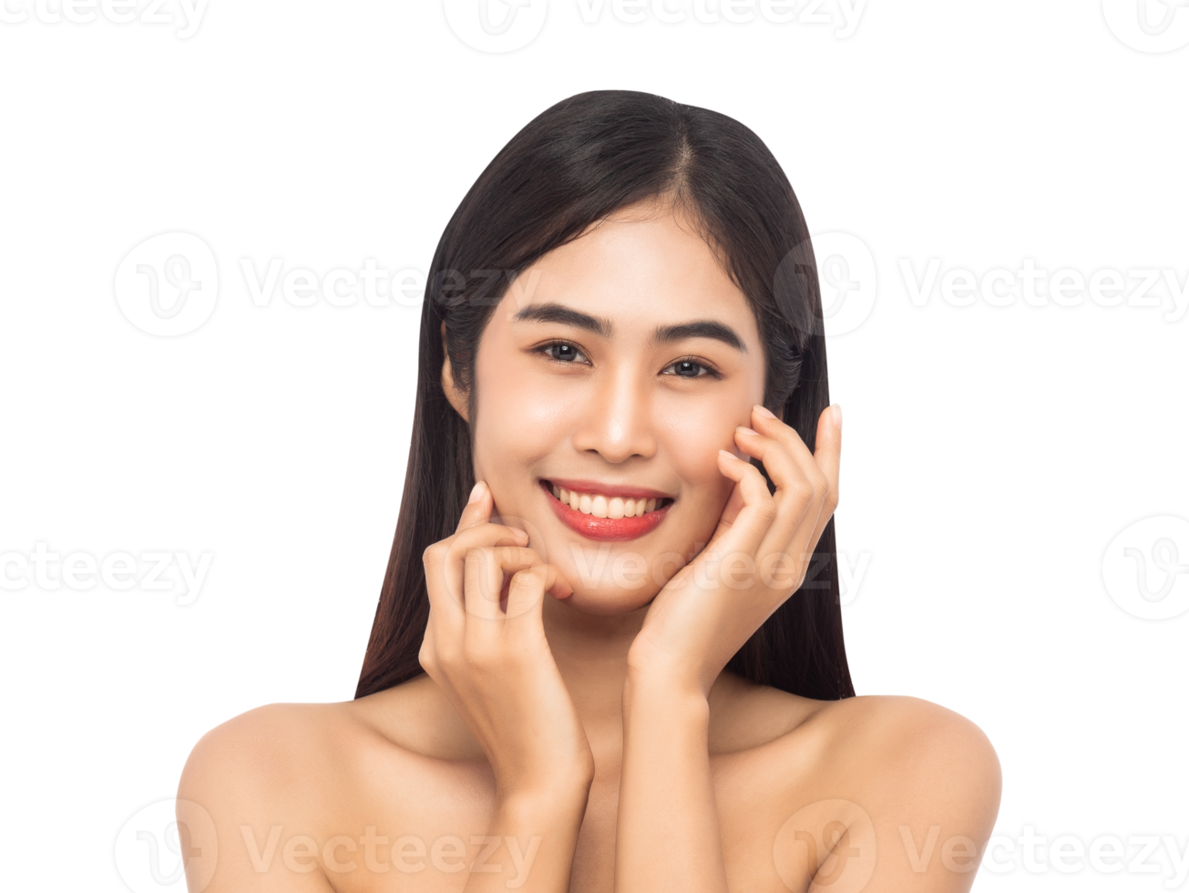 Beautiful Young Asian woman with clean fresh skin. Beauty concept. Png file