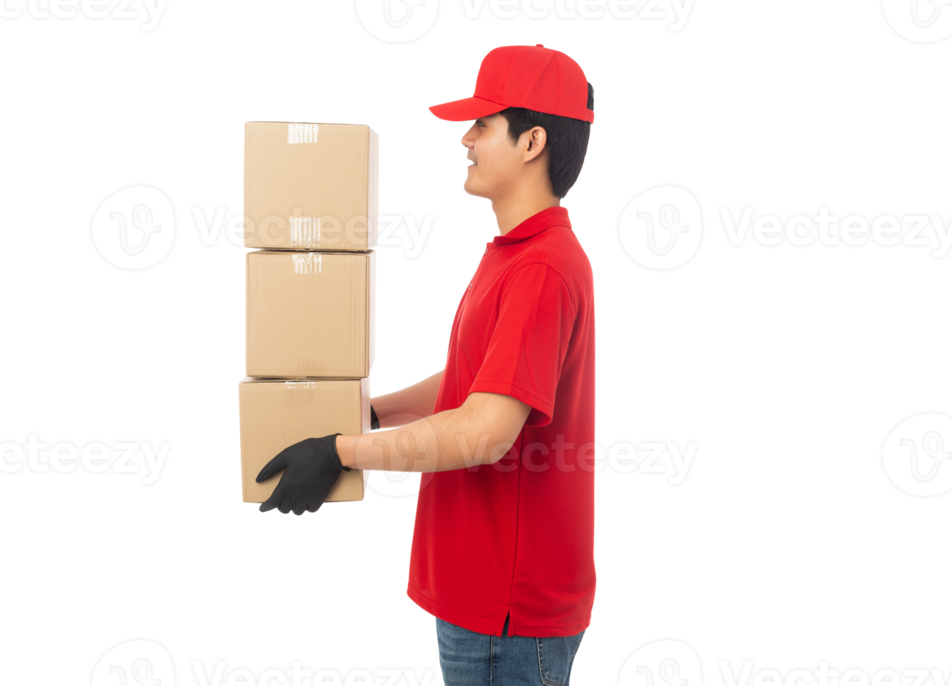 Asian delivery man, Png file