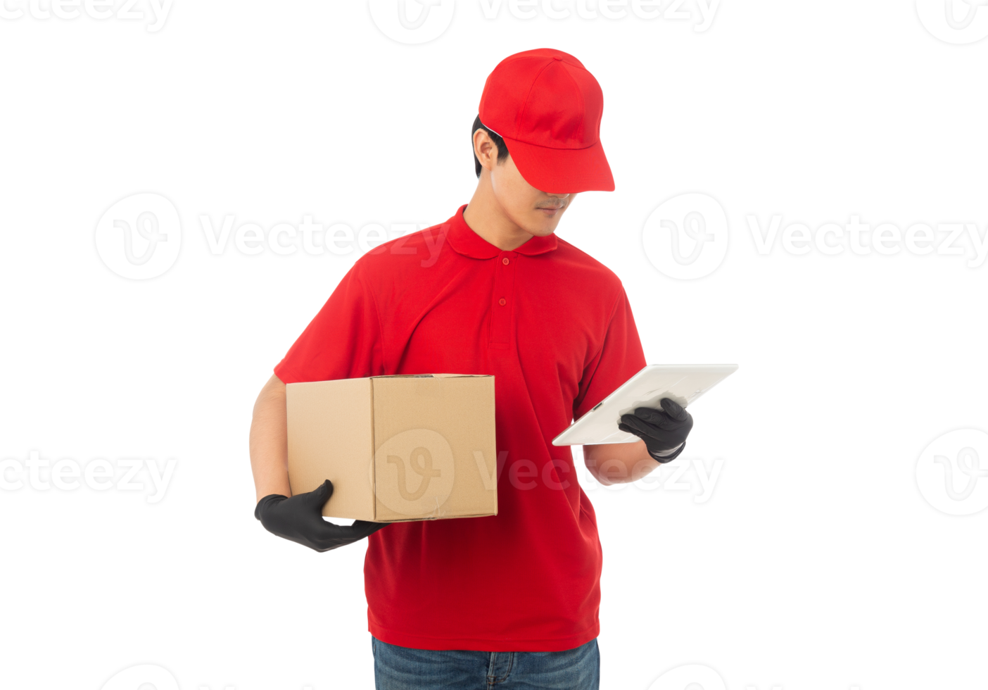 Asian delivery man, Png file