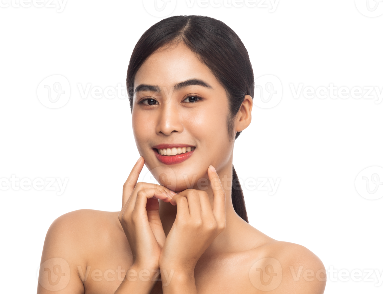 Beautiful Young Asian woman with clean fresh skin. Beauty concept. Png file