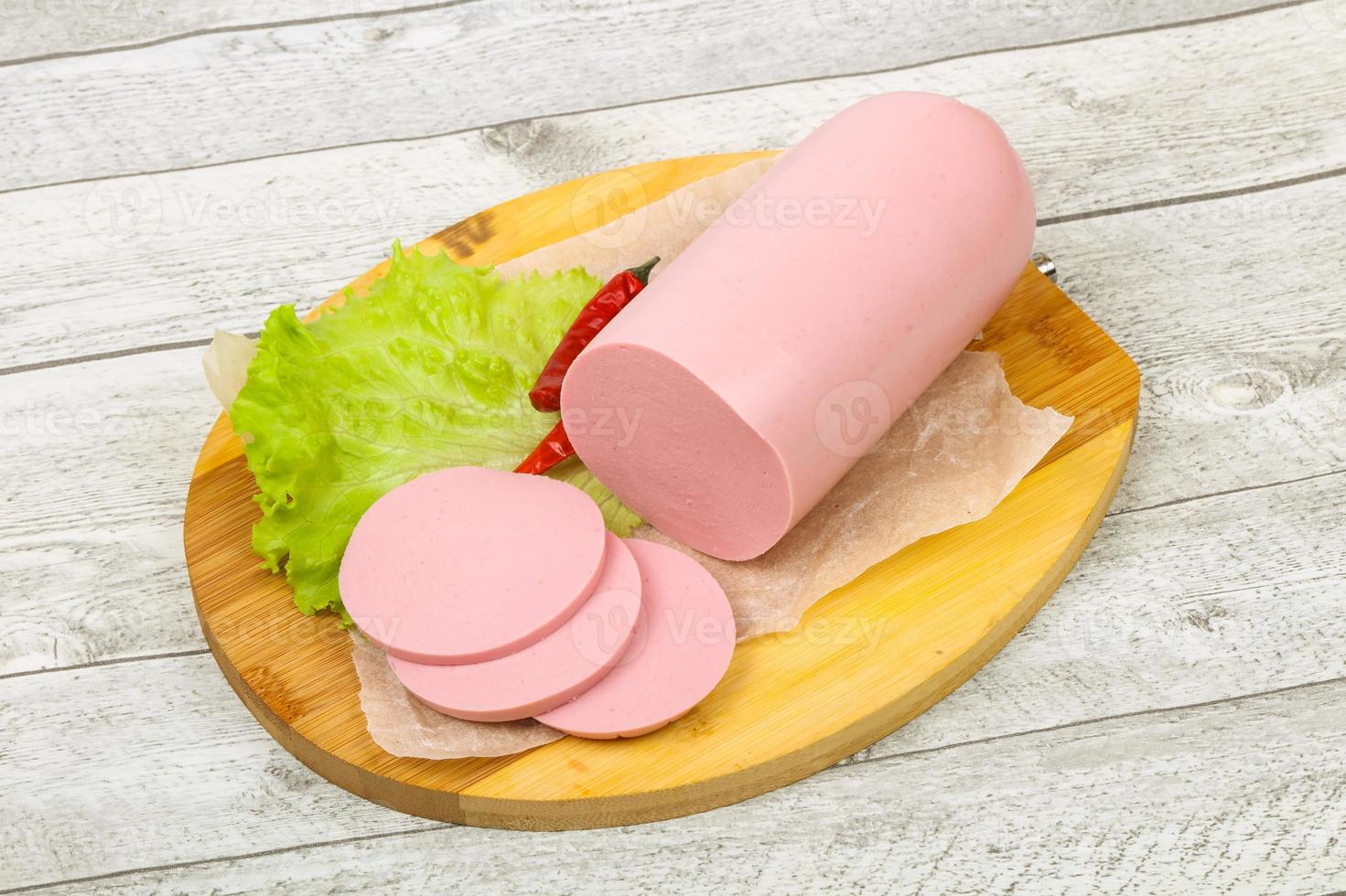 Sliced pork sausage photo