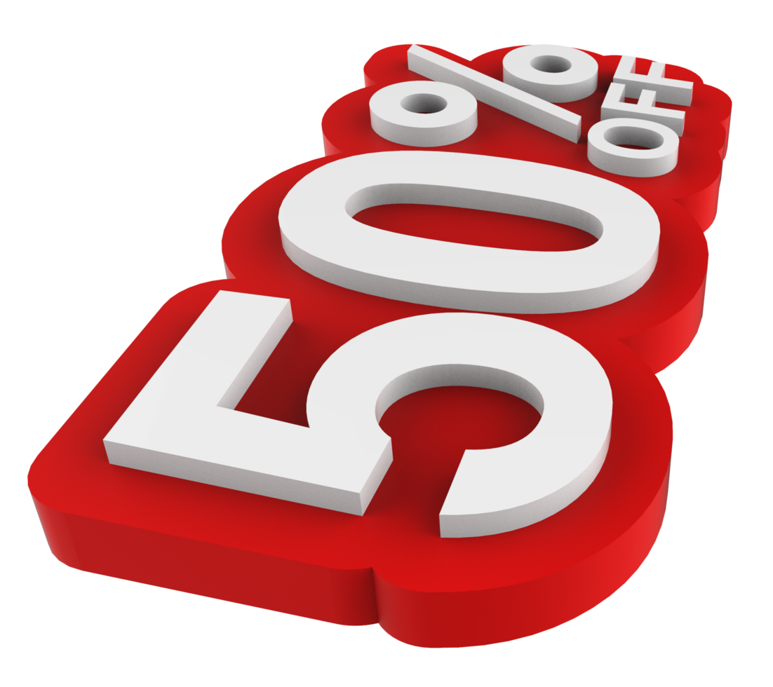 Sale tag number discount promotion. 3D illustration png