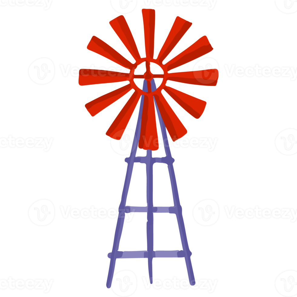 Aquarell-Windmühle, handgemalte Bauernhof-Clipart png