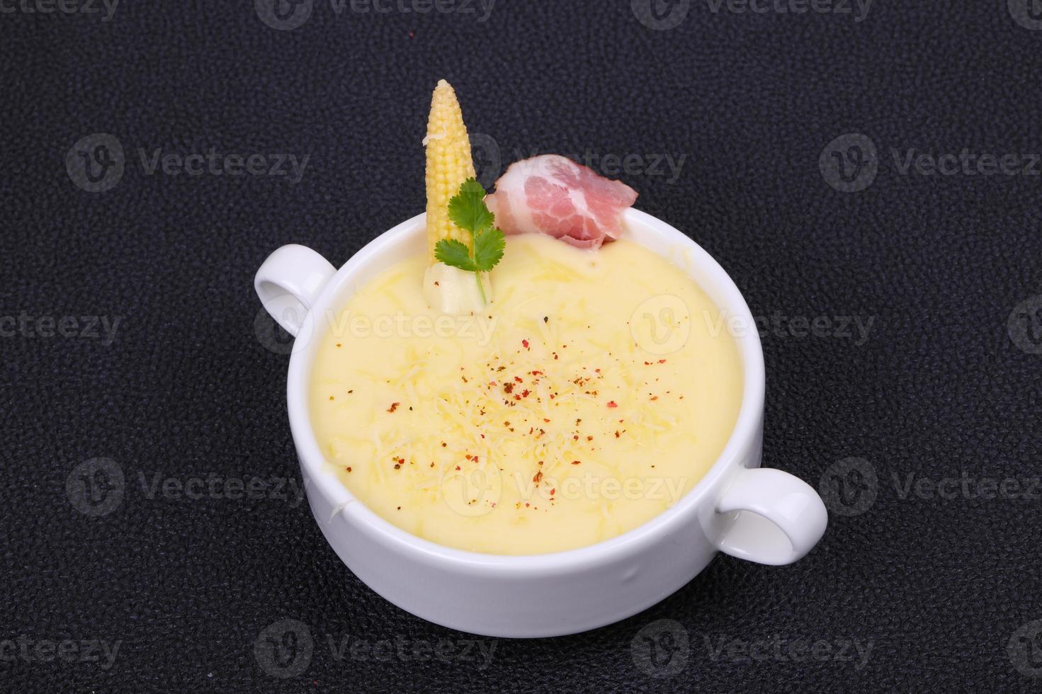 Cheese soup with bacon photo