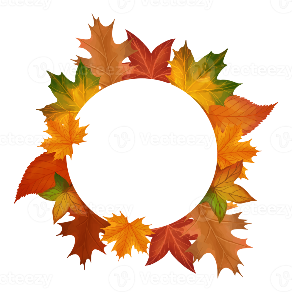 Watercolor Leaf Frame, Autumn Leaves clipart png