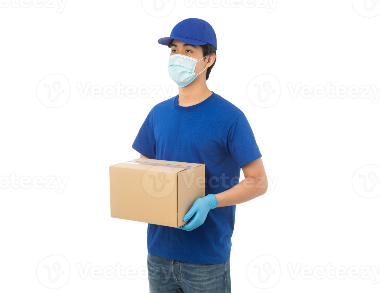 Asian delivery man, Png file