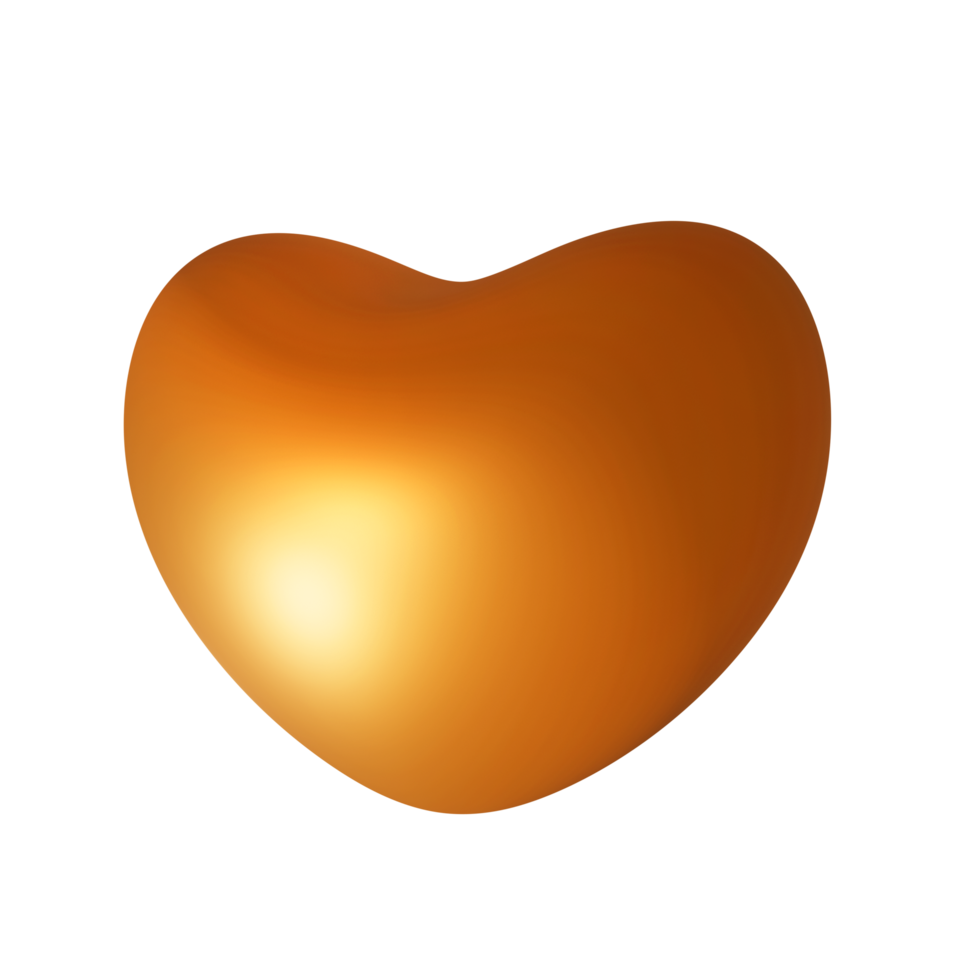 Realistic Gold volumetric 3D Heart. Cutout png