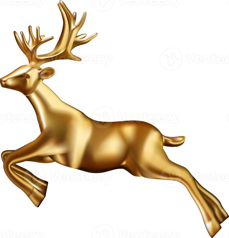Decoración 3d de ciervo dorado para diseño navideño y año nuevo. png