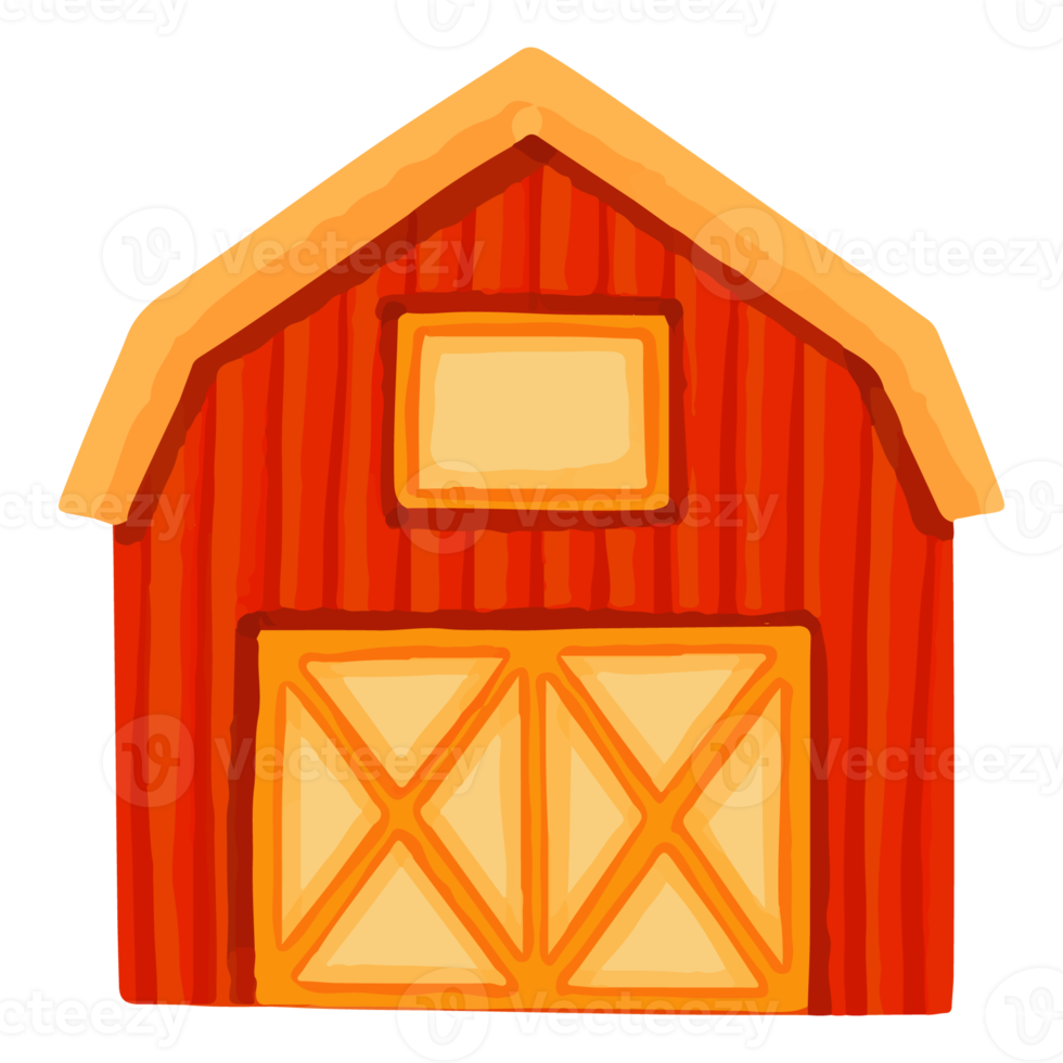 akvarell hus, handmålade gård clipart png