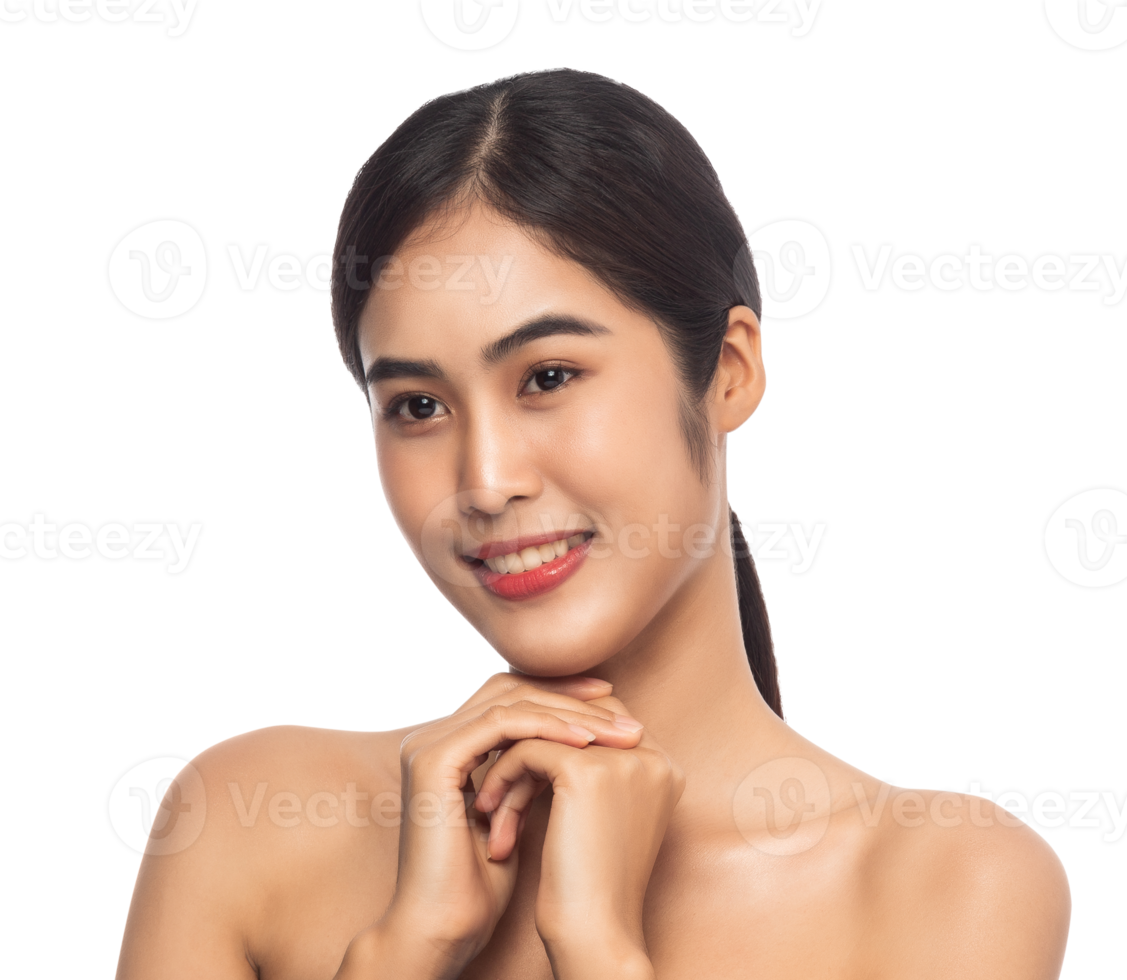 schöne junge asiatische frau mit sauberer frischer haut. Beauty-Konzept. png-Datei png