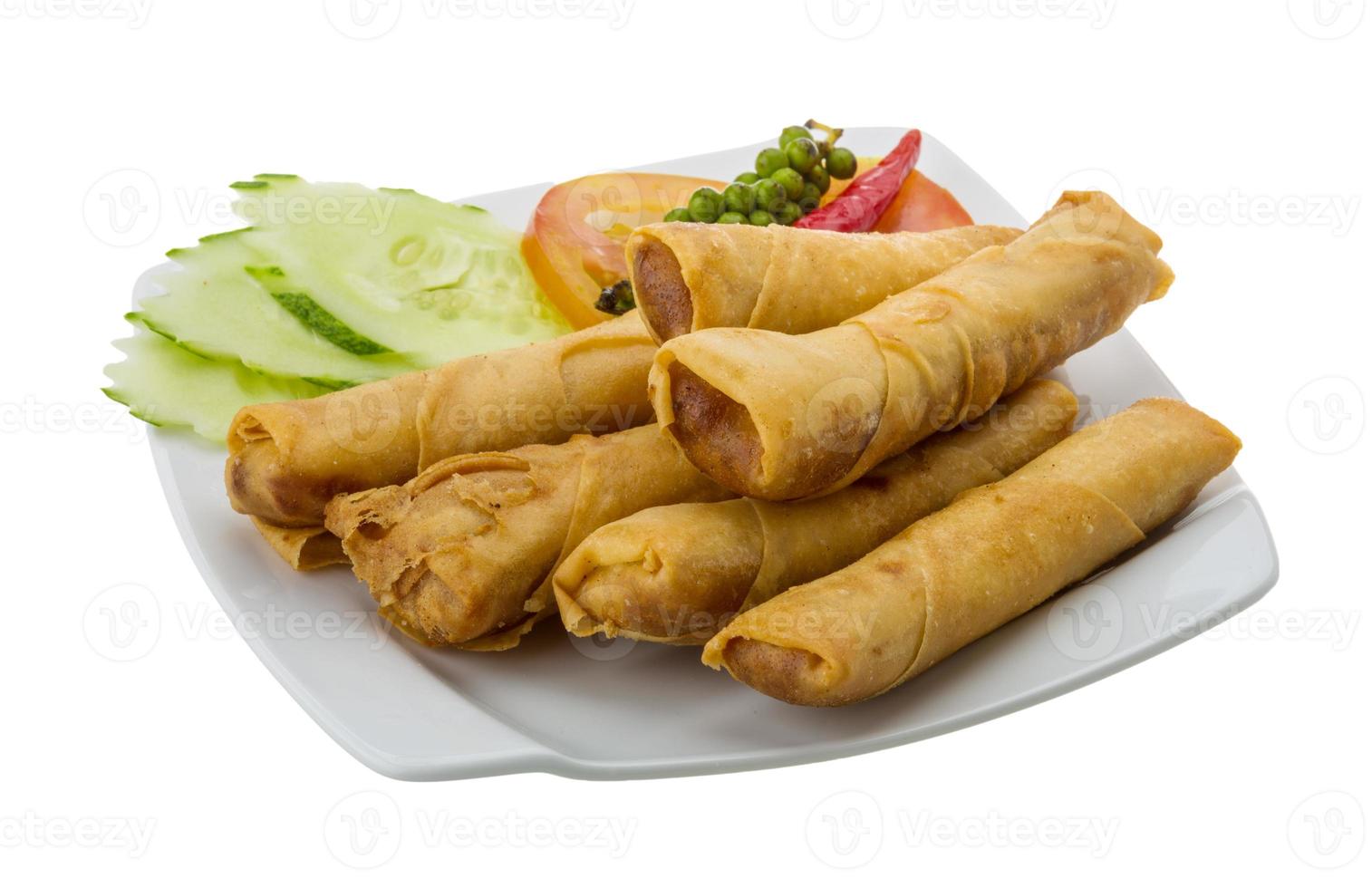 Spring rolls on white photo