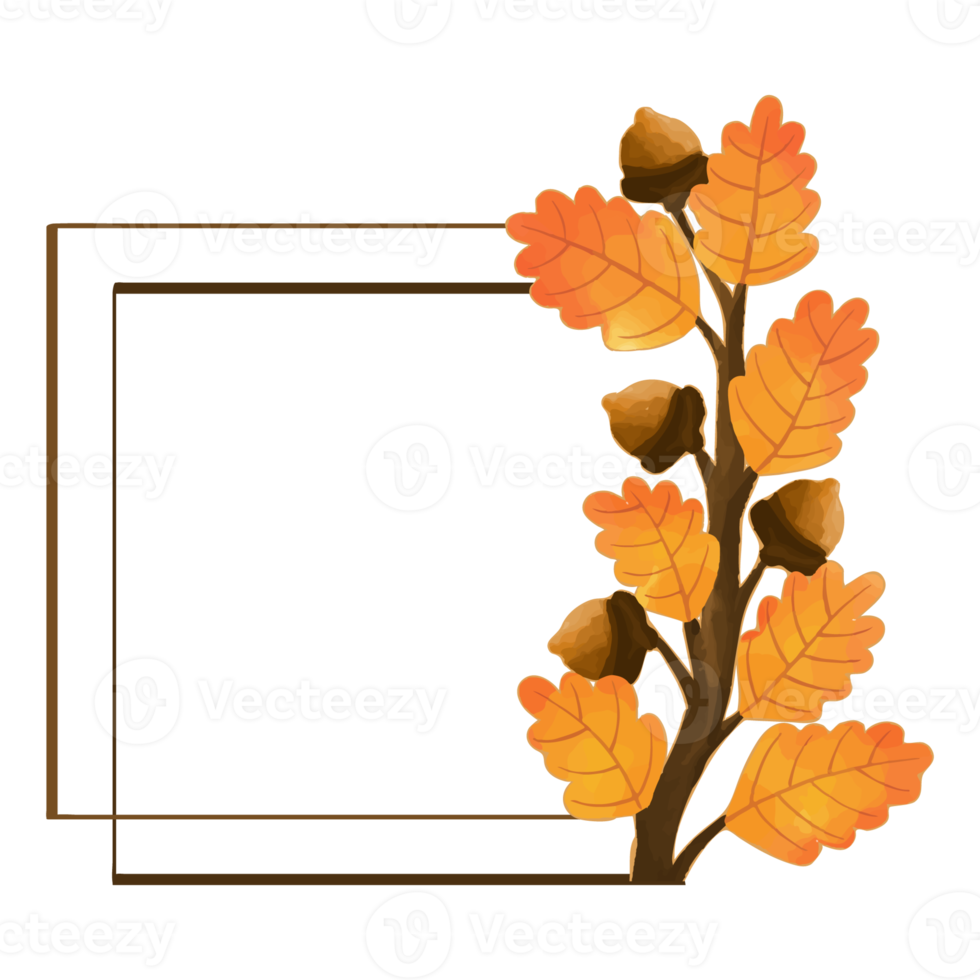 cadre de feuille d'aquarelle, clipart de feuilles d'automne png