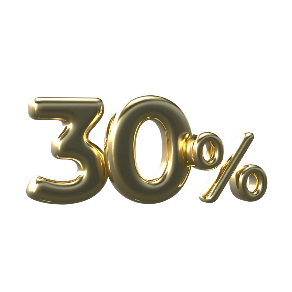 3D Gold Number 30 Percent png