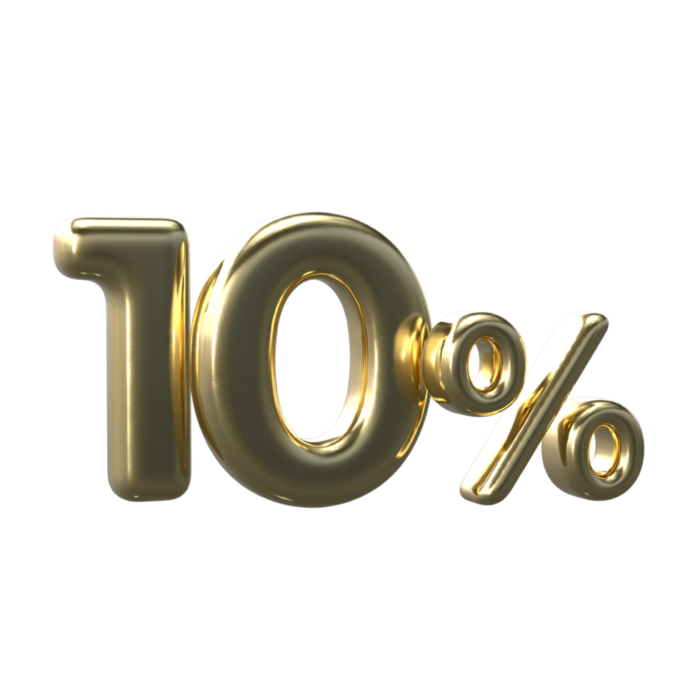 3D Gold Number 10 Percent png