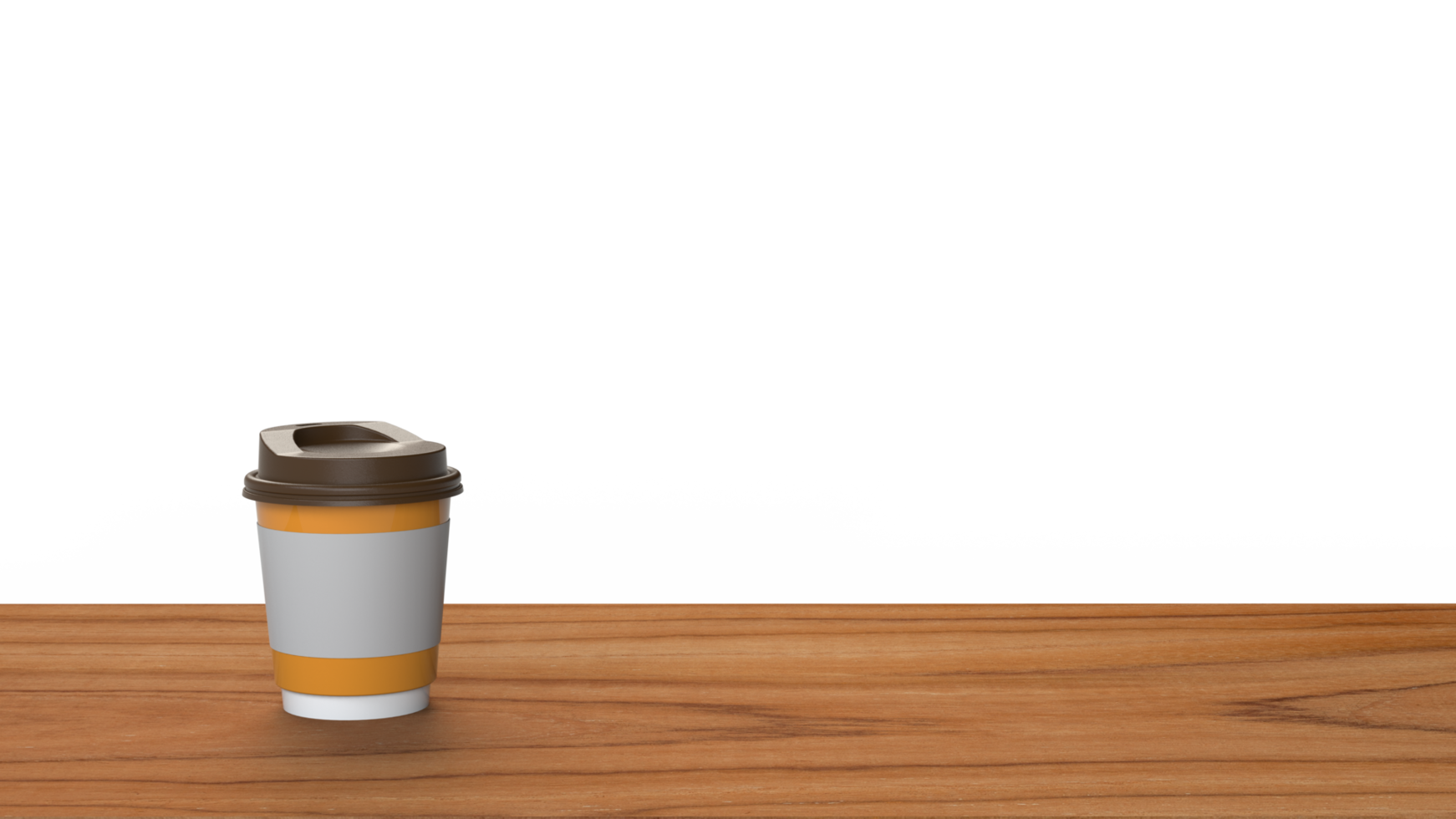 3D-Rendering Pappbecher Kaffee auf Holztisch png