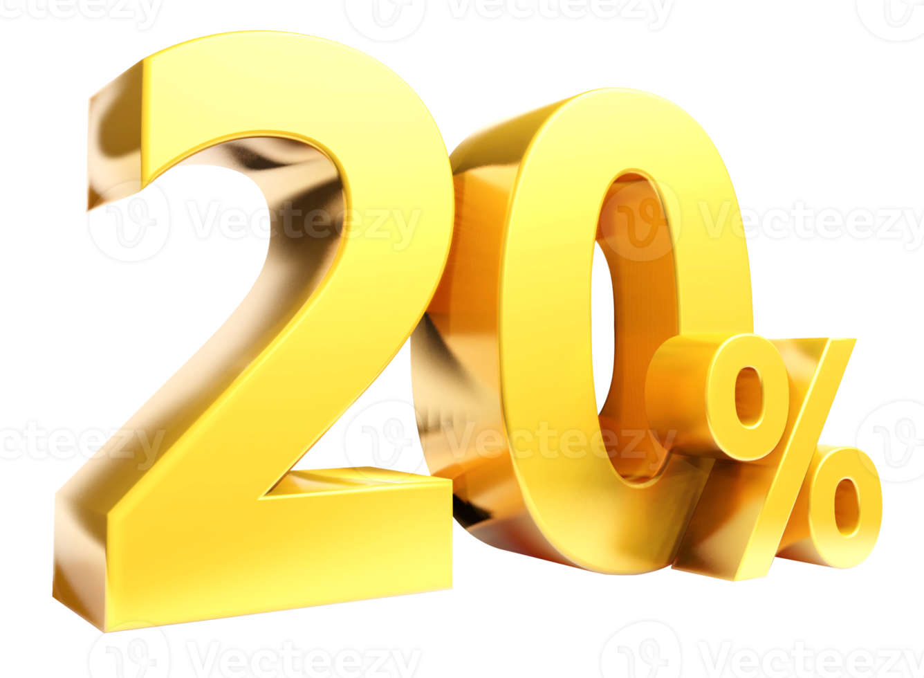 20 percent Golden symbol , 3D render png