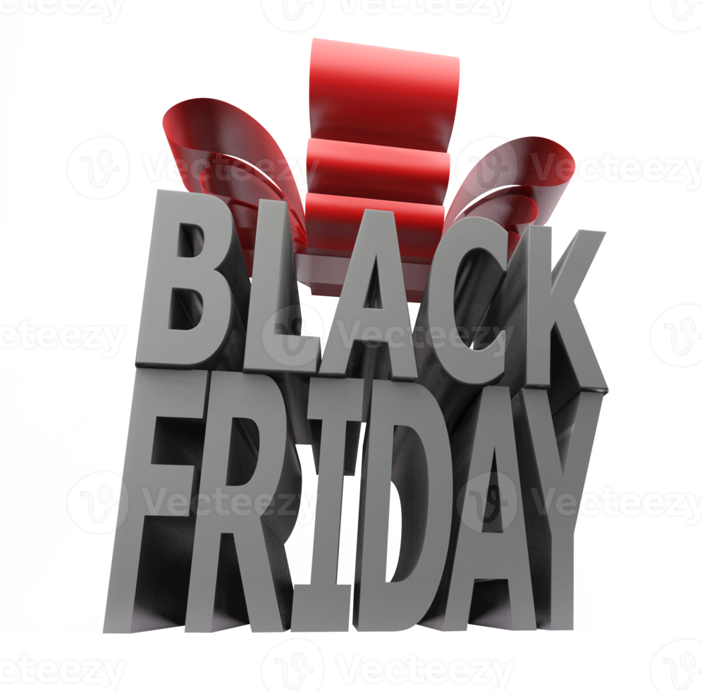 Black friday gift box style 3D render on white background png