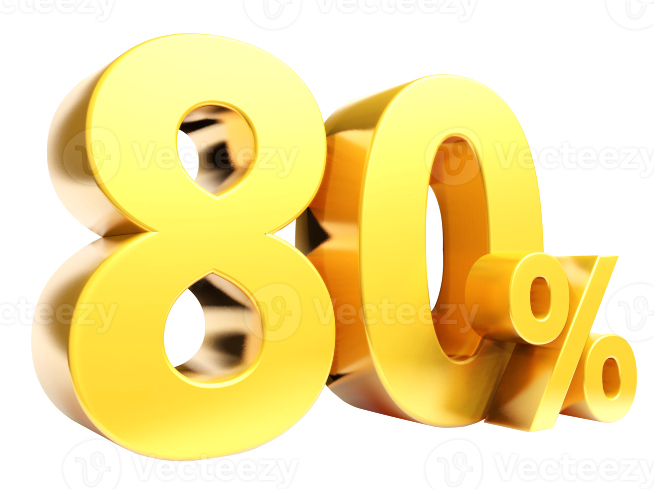 80 percent Golden symbol , 3D render png