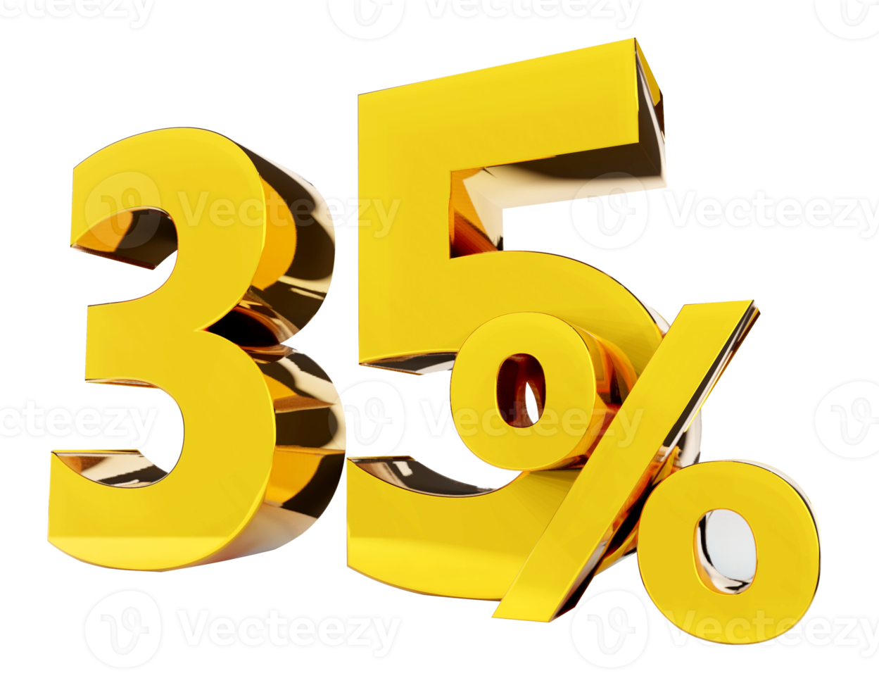 35 percent Golden symbol , 3D render png