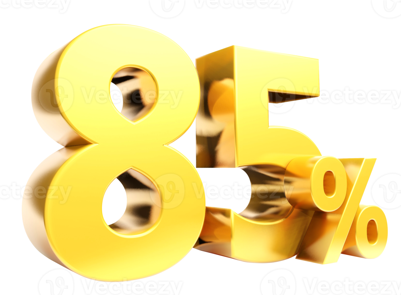 85 percent Golden symbol , 3D render png