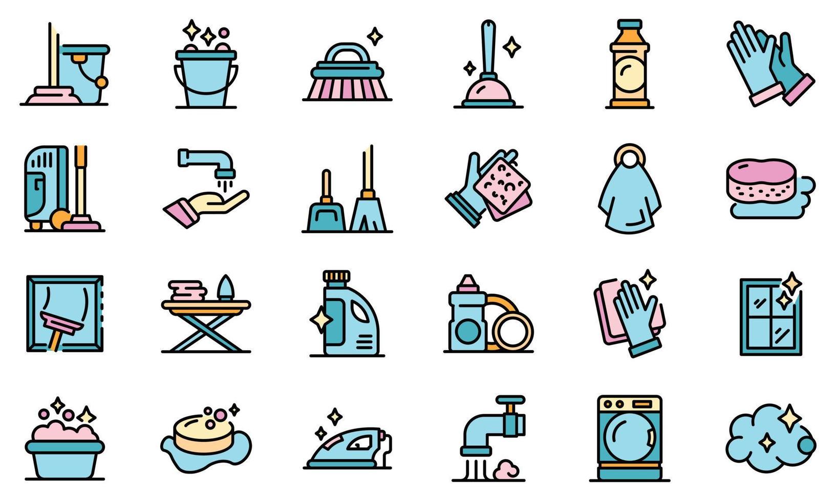 iconos de limpieza vector plano