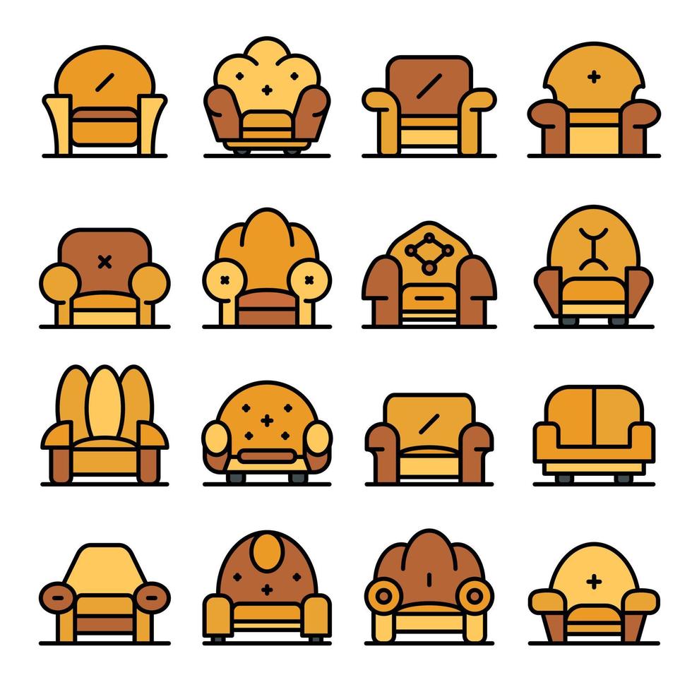 sillón, iconos, vector, plano vector