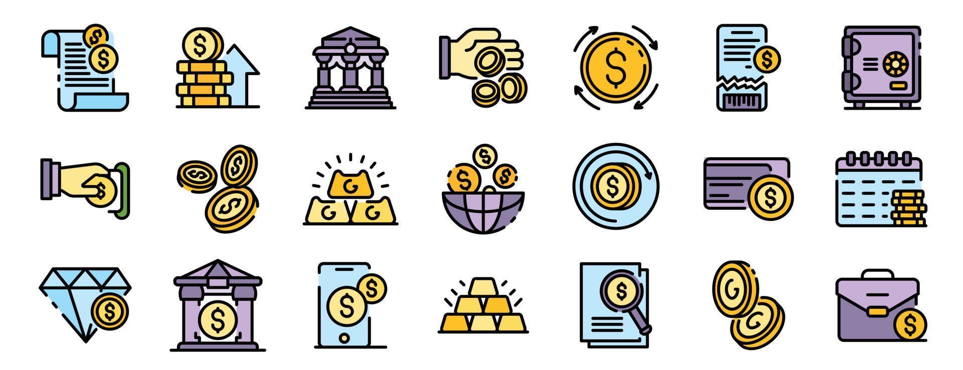 Bank metals icons set vector flat