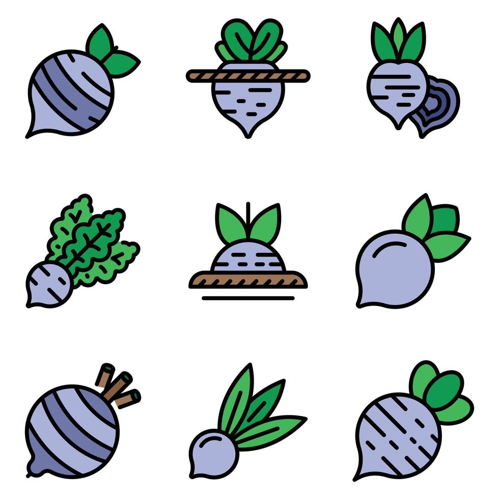 Beet icons set vector flat