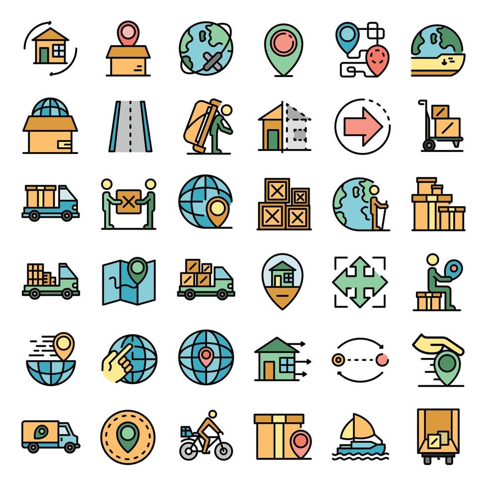 Relocation icons vector flat