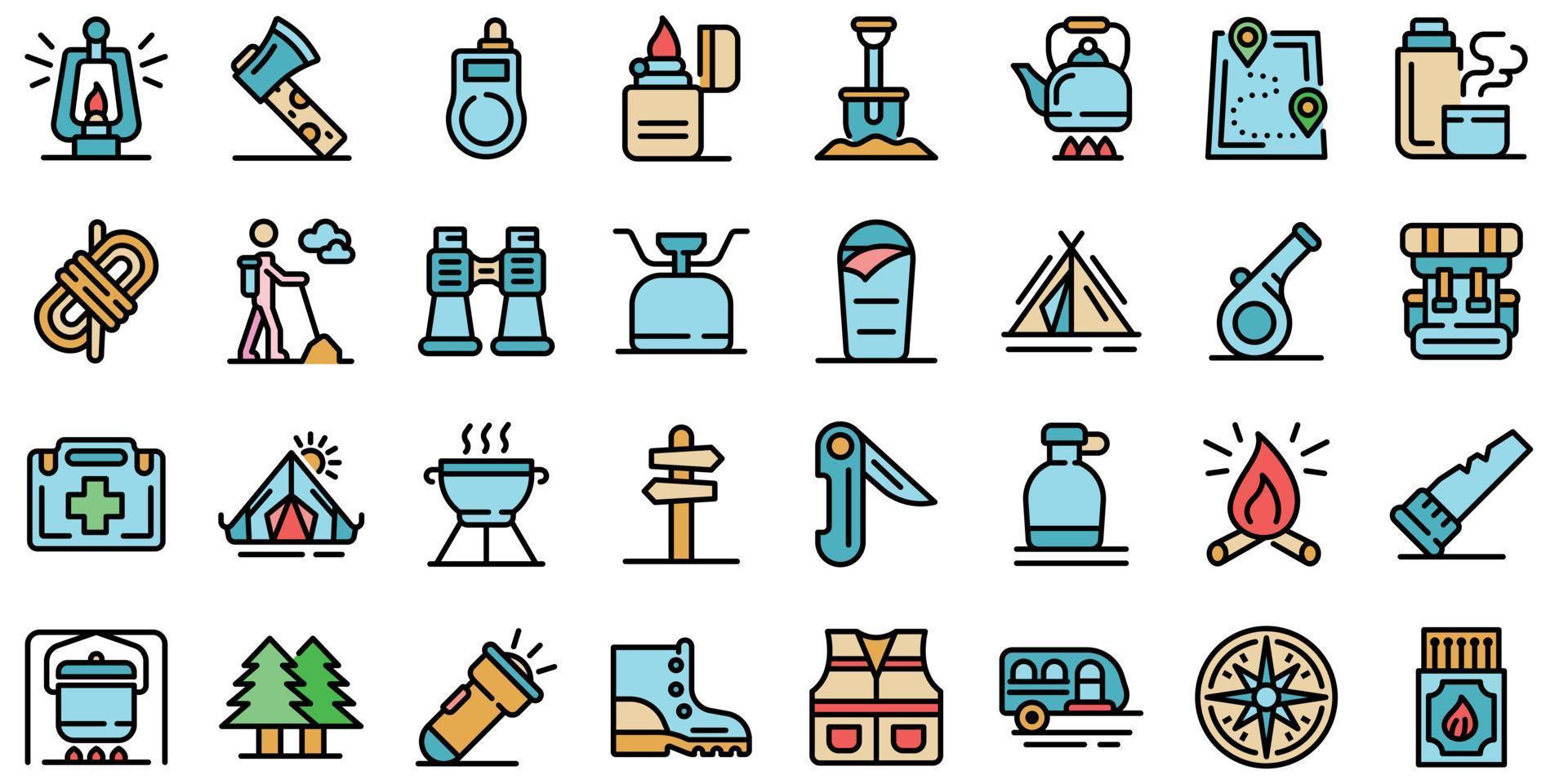 Survival icons set vector flat