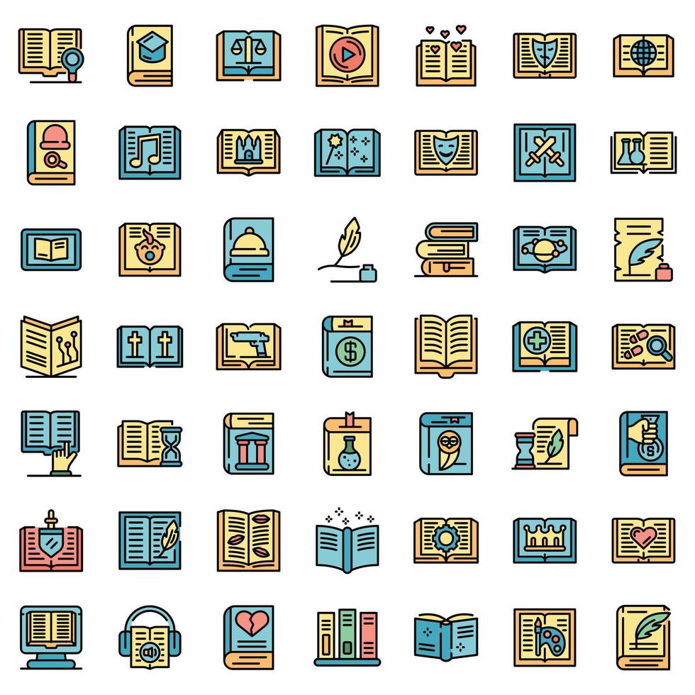 Literary genres icons set vector flat