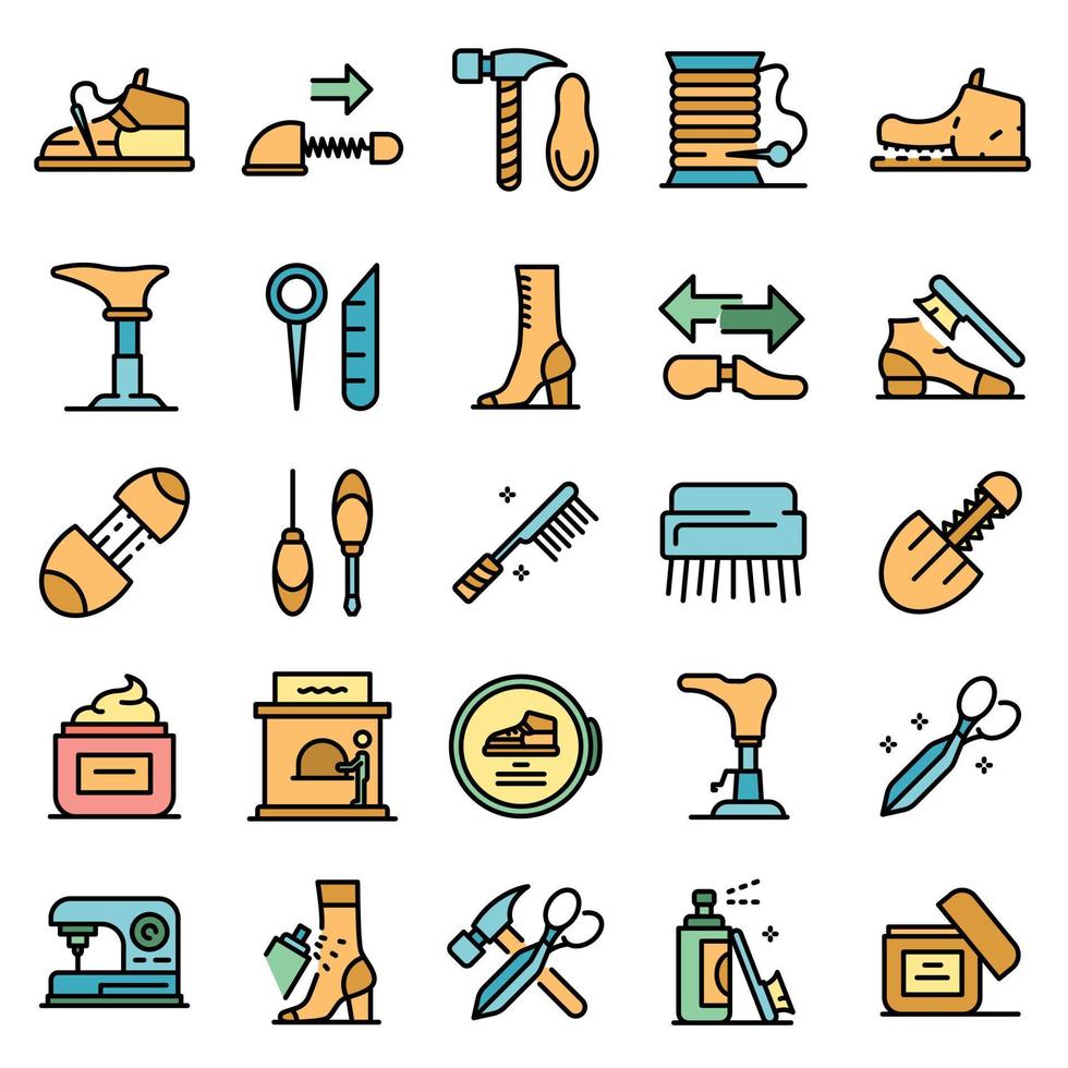 Shoe repair icons set vector flat