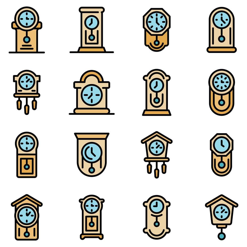 iconos de reloj de péndulo establecer vector plano