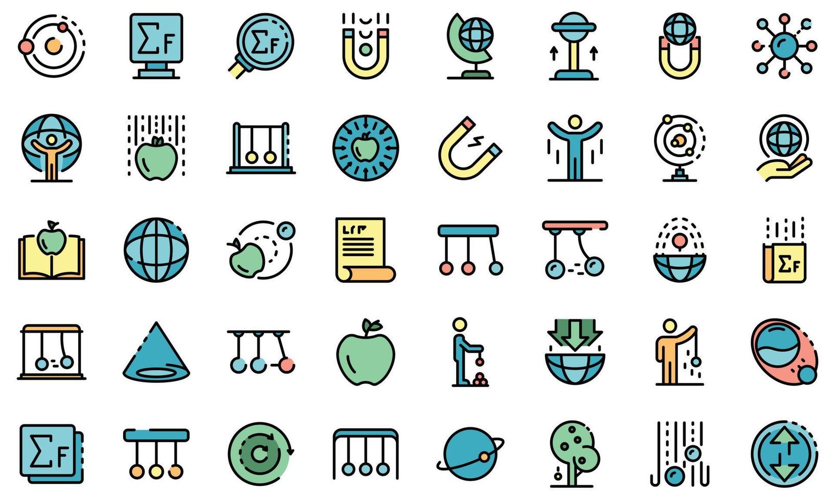 Newtons day icons set vector flat